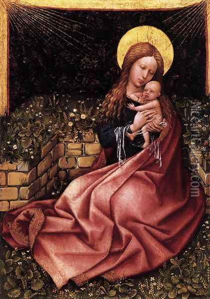 Madonna by a Grassy Bank Oil Painting - Robert Campin