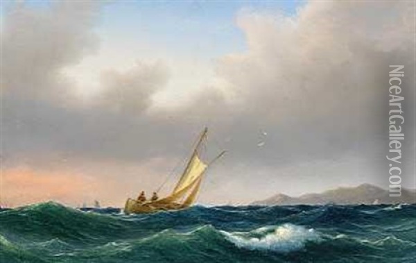 Fiskerbad Ud For En Klippekyst (kullen?) Oil Painting - Vilhelm Melbye