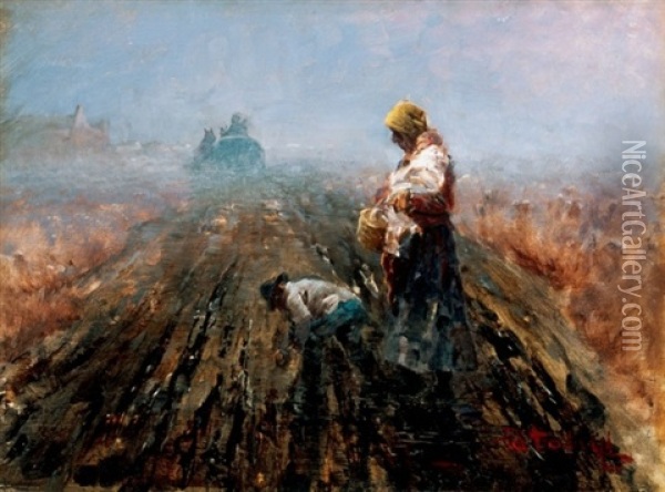 Reggel A Mezon Oil Painting - Laszlo Pataky