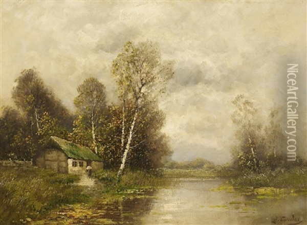 Bauernkate Am Altwasser Oil Painting - Johann Jungblut