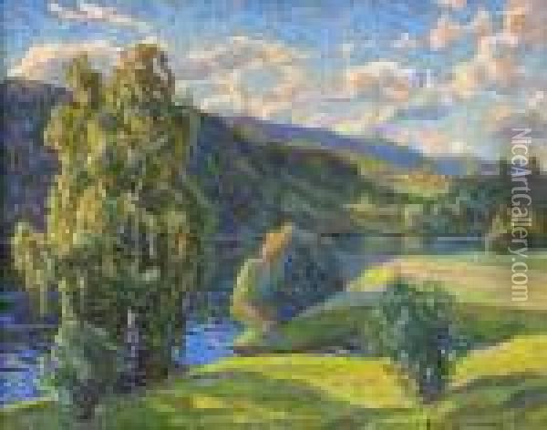 Norrlandskt Alvlandskap Oil Painting - Carl August Johansson