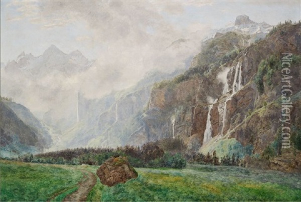 From Kandersteg In Switzerland Oil Painting - Janus la Cour