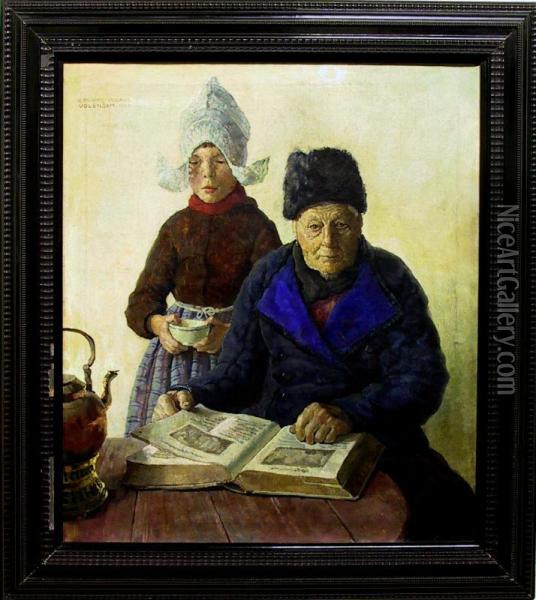 Category: Painting
Description:lezende Man En Kind Met Papkom Oil Painting - George Hering