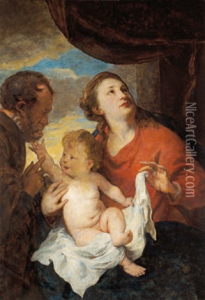 Die Heilige Familie (after Van Dyck) Oil Painting - Johann Victor Kramer