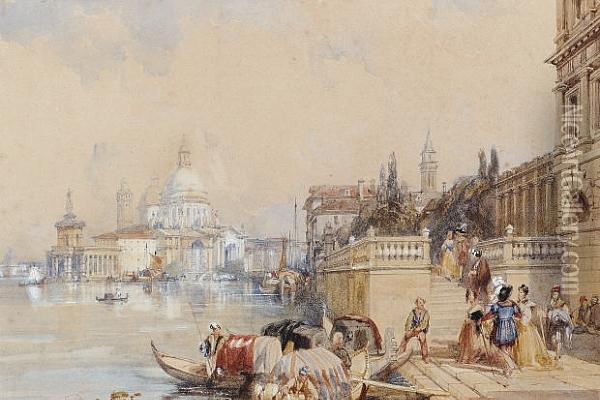 Santa Maria Della Salute From St Marks, Venice Oil Painting - Edward Pritchett
