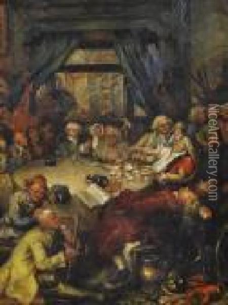 A Drunken Dinner Party Oil Painting - William Hogarth
