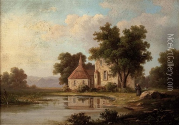 Kapelle Am Weiher Oil Painting - Hermann Heinrich Johann