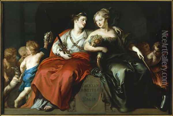 Allegory of Peace and Justice after the Thirty Years War, 1649 Oil Painting - Theodor Van Thulden