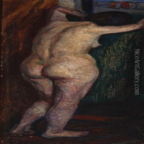 Back Turned Nude Model Oil Painting - Seidelin Ingeborg