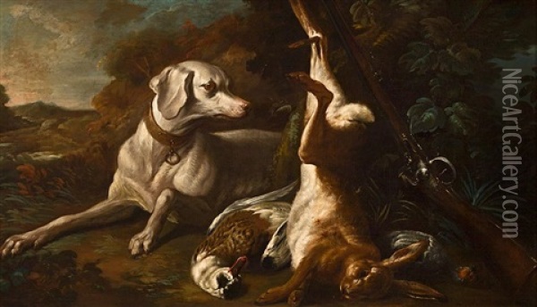 Bodegon De Caza Con Un Perro Oil Painting - Alexandre Francois Desportes