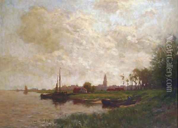 Along a river Oil Painting - Johannes Karel Leurs