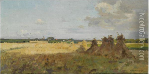 Haystacks, Laren Oil Painting - Cornelis Vreedenburgh