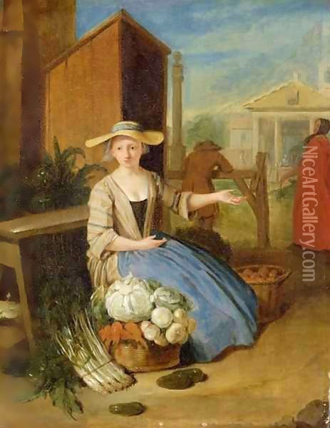 Vegetable Seller, Covent Garden Oil Painting - Pieter Angillis