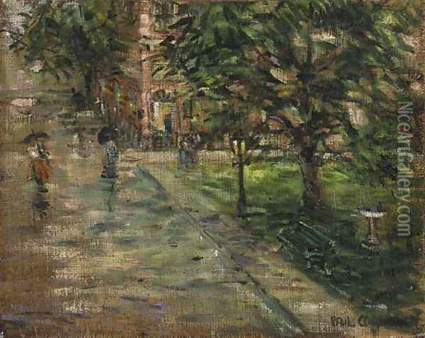 Rainy Street Scene Oil Painting - Paul Cornoyer