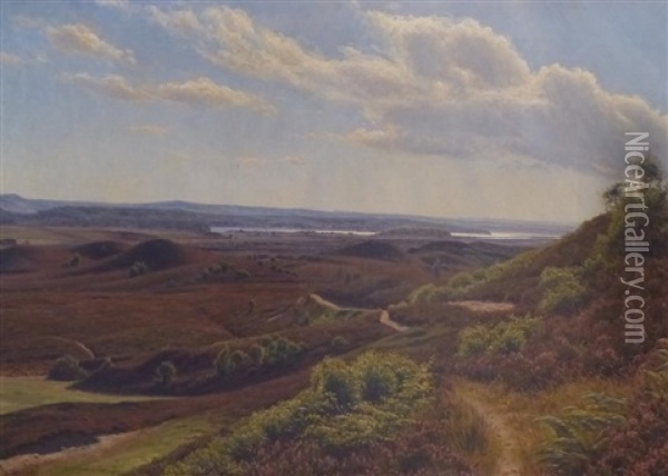 Heidelandschaft Mit Blick Auf Die Kuste Oil Painting - Emil August Theodor Wennerwald