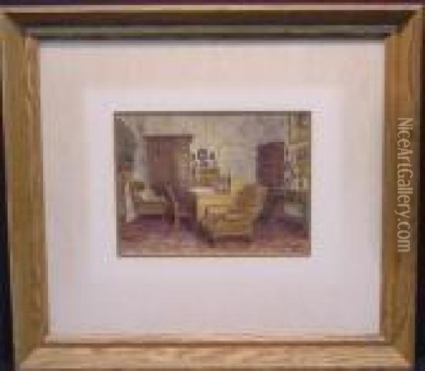 A Gentleman's Study Oil Painting - George Goodwin Kilburne