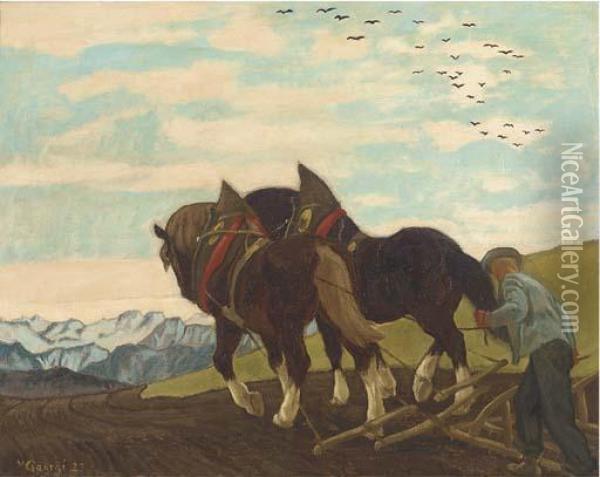 Ploughing The Field Oil Painting - Walter Georgi