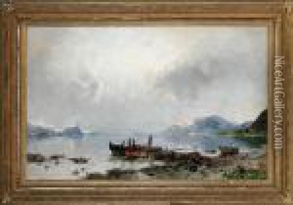 View Of The Hardanger Inlet, Norway Oil Painting - Georg Anton Rasmussen