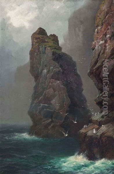 Steeple Rock, Kynance Cove, Cornwall Oil Painting - Peter Graham