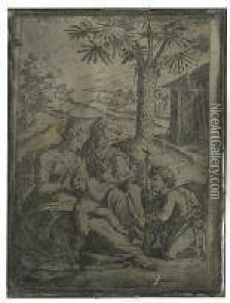 La Sainte Famille Chalon-sur-saone Oil Painting - Fortune Joseph Petiot-Groffier