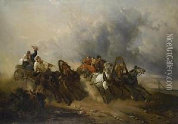 The Troika Race Oil Painting - Nikolai Egorovich Sverchkov