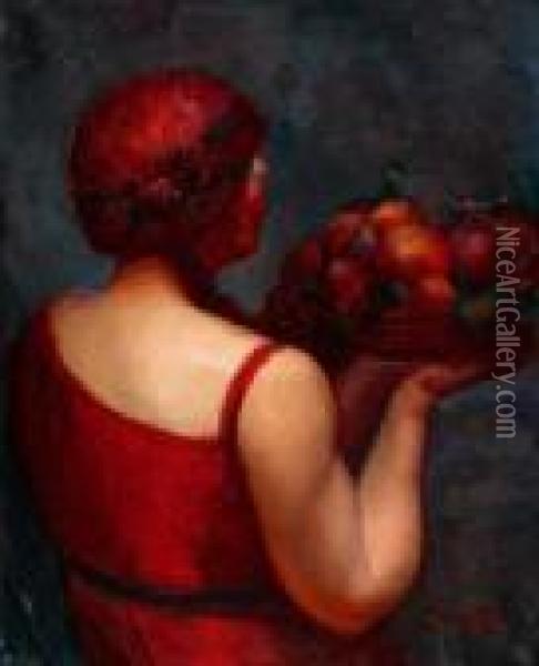 Basket Of Plenty Oil Painting - Angel Zarraga Arguelles