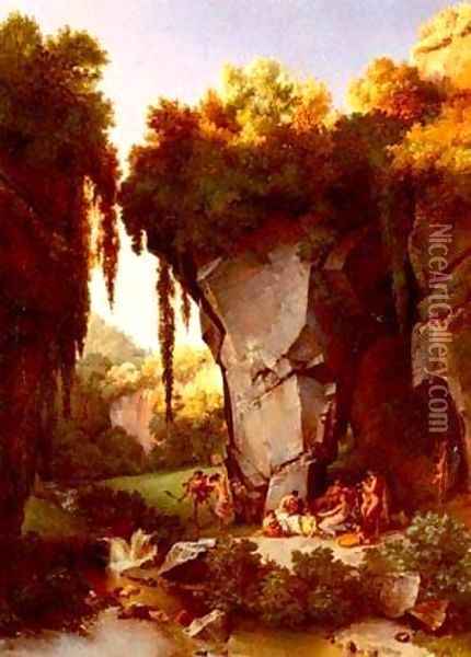 Craggy Landscape With Bacchanal Oil Painting - Pierre Jean Francois Turpin