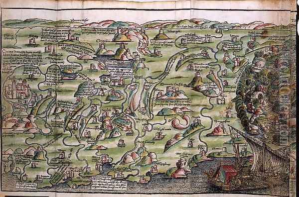Map of the City of Jerusalem, from Peregrinatio in Terram Sanctam by Bernhard von Breydenbach 1440-97, 1486 Oil Painting - Erhard Reuwich