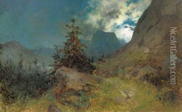 Abendstimmung Im Gebirge Oil Painting - August Lohr