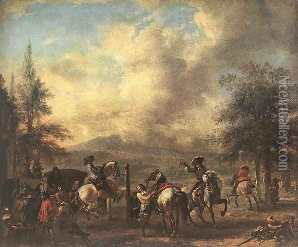 Riding School Oil Painting - Philips Wouwerman
