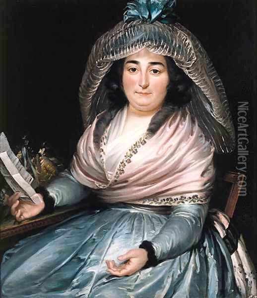 Portrait of Adriana Johanna de Pineda, nee van Lodestein (1752-after 1798) Oil Painting - Nicolas Joseph Delin