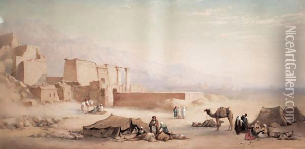 Medeenet Habu And The Plain Of Thebes Oil Painting - Charles Vacher