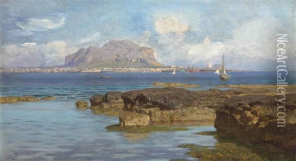 Monte Pellegrino, Palermo, Sicilia Oil Painting - Francesco (Luigi) Lojacono