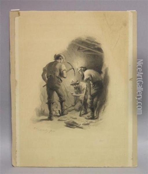 Miners Oil Painting - Felix Octavius Carr Darley