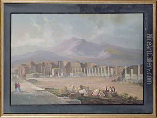 The Forum at Pompeii Oil Painting - P. Lapira