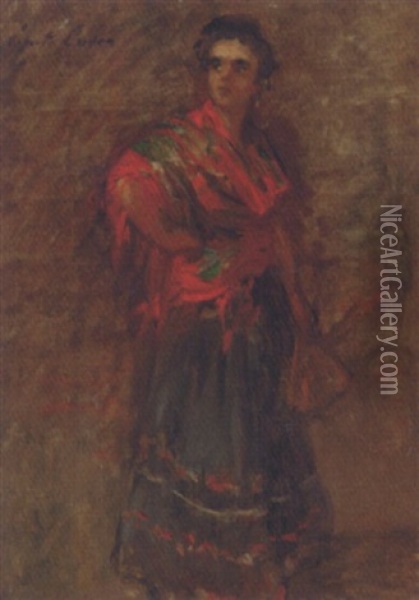 Study Of A Young Spanish Girl Oil Painting - Gustave Henri Colin