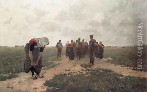 Returning from Work Oil Painting - Walter MacEwen