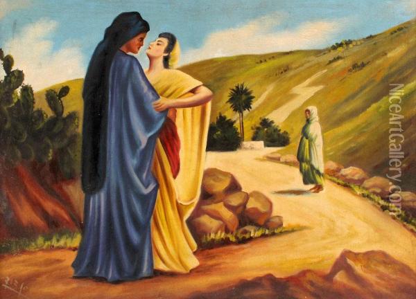 Couple On The Way To Jerusalem Oil Painting - Shmuel Ben David