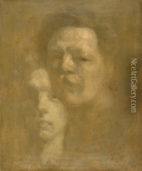 Autorretrato Y Mujer Oil Painting - Eugene Carriere