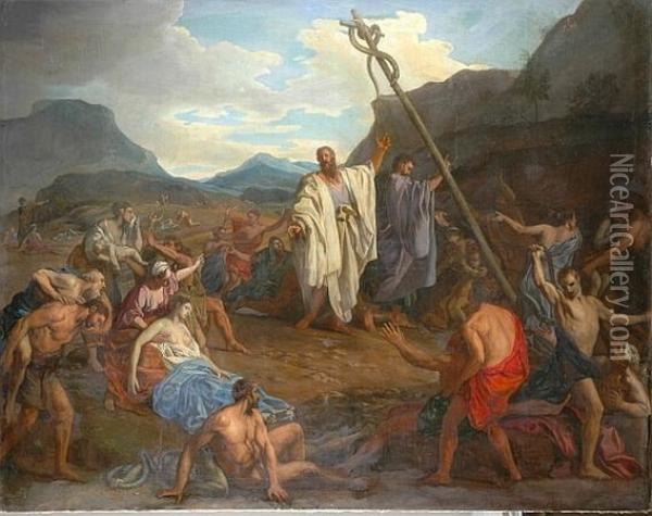 Moses And The Brazen Serpent Oil Painting - Charles Lebrun