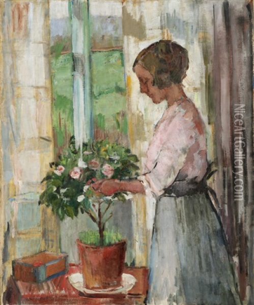 Gunbjor Steller Blomster Oil Painting - Henrik Louis Lund
