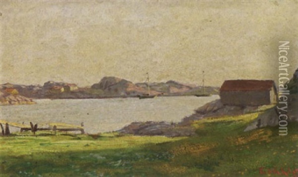 A View Of A Landscape Oil Painting - Frederik Kolstoe
