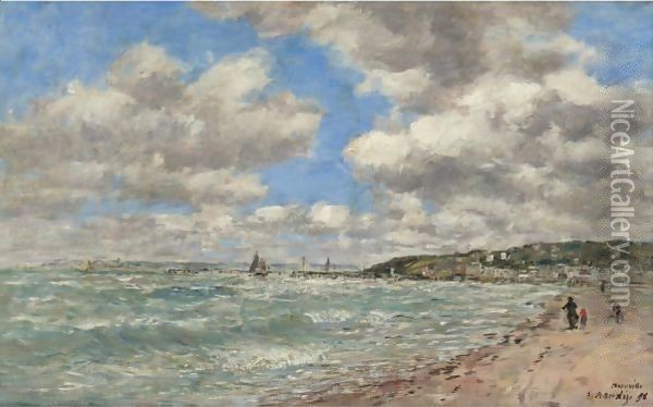 Le Rivage De Deauville Oil Painting - Eugene Boudin