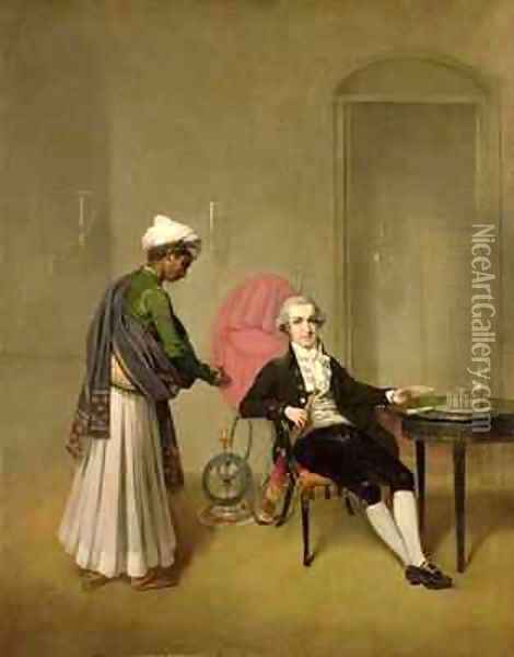 Portrait of a Gentleman possibly William Hickey and an Indian Servant Oil Painting - Arthur William Devis