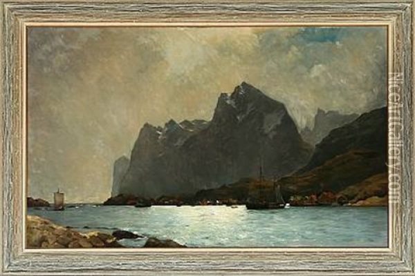 June Day At Nuuk Fiord, Greenland Oil Painting - Carl (Jens Erik C.) Rasmussen
