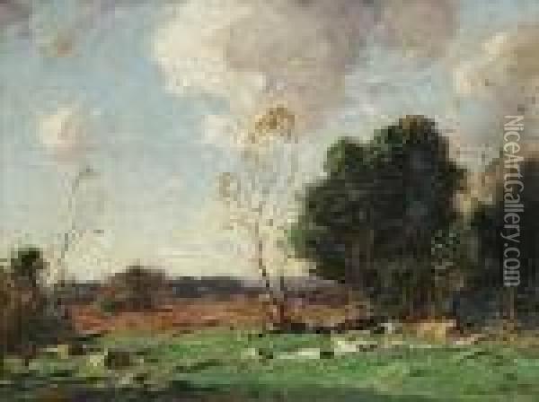 Landscape Of Trees On The Edge Of Aclearing Oil Painting - George Matthew Bruestle