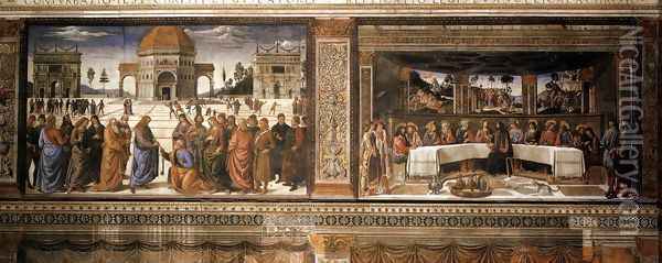 Scenes on the left wall 1481-82 Oil Painting - Pietro Vannucci Perugino