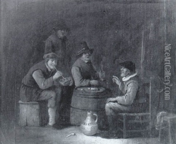 Buveurs Et Fumeurs Dans Une Taverne Oil Painting - Adriaen Brouwer