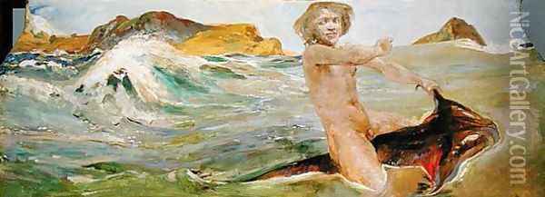 Ride on a Shark, 1884-85 Oil Painting - Max Klinger