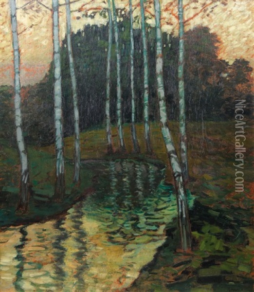 Brizy U Potoka Oil Painting - Gustav Macoun